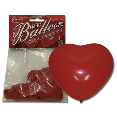 PALLONCINO GONFIABILE FORMA DI CUORE PER FESTE - 6 PEZZI