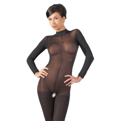 BODYSTOCKING IN TESSUTO TRASPARENTE CON COLLETTO IN PIZZO