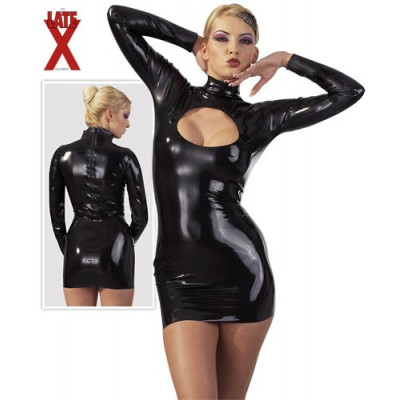 MINI ABITO IN LATEX NERO "PEEPHOLE"